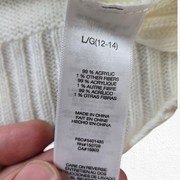 Signature Collection Ivory Silver Metallic Joy Crewneck Snowflake Sweater Large - Picture 5 of 6